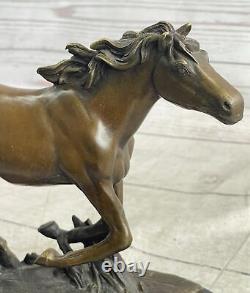 Signée Original Arabe Cheval Bronze Sculpture Art Moderne Marbre Figurine