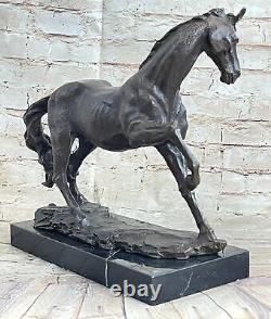 Signée Original Arabe Cheval Bronze Sculpture Art Moderne Marbre Figurine Figure