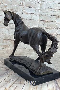 Signée Original Arabe Cheval Bronze Sculpture Art Moderne Marbre Figurine Figure