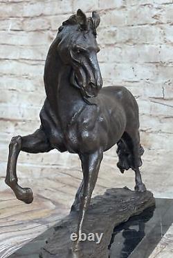 Signée Original Arabe Cheval Bronze Sculpture Art Moderne Marbre Figurine Figure