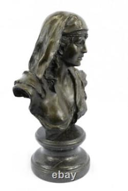 Signée Original Beau Maiden Semi Chair Buste Bronze Sculpture Marbre Statue