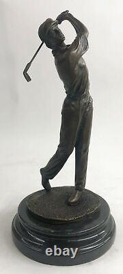 Signée Original Golfeur Golf Trophée Jeu Sport Bronze Sculpture Marbre Base Deal