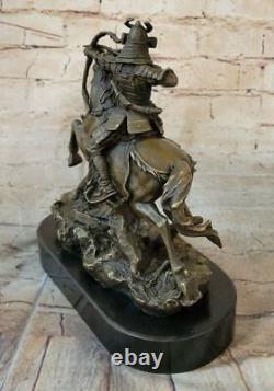 Signée Original Kamiko Japonais Samouraï Guerrier Bronze Marbre Sculpture Ouvre