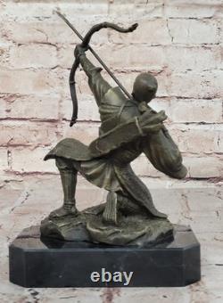 Signée Original Kamiko Japonais Samouraï Guerrier Bronze Marbre Sculpture Statue
