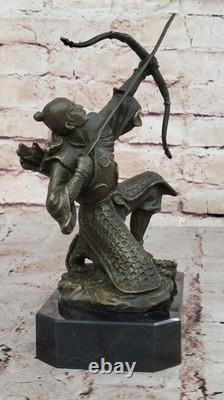 Signée Original Kamiko Japonais Samouraï Guerrier Bronze Marbre Sculpture Statue