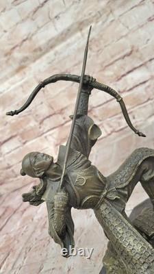 Signée Original Kamiko Japonais Samouraï Guerrier Bronze Marbre Sculpture Statue