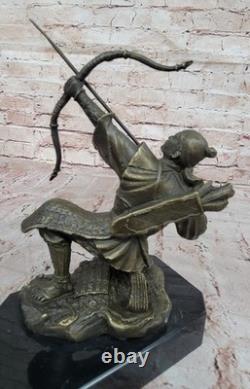 Signée Original Kamiko Japonais Samouraï Guerrier Bronze Marbre Sculpture Statue