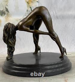 Signée Original Mavchi Chair Fille Bronze Sculpture Marbre Base Figurine Statue