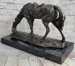 Signée Original Milo Chien et Un Cheval Amitié Bronze Sculpture Marbre Statue