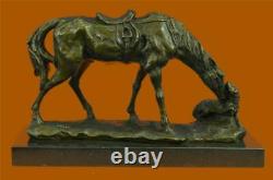 Signée Original Milo Chien et Un Cheval Amitié Bronze Sculpture Marbre Statue