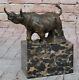 Signée Original Milo Rhinocéros Bronze Marbre Sculpture Statue Figurine Décor