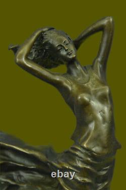 Signée Original Milo Sexy Femme Avec Flair Bronze Sculpture Marbre Base Décor