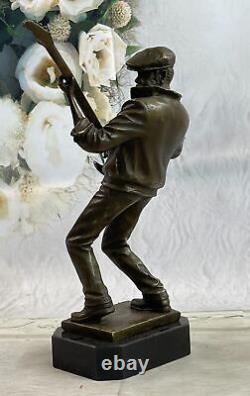 Signée Original Noir Guitare Lecteur Singer Bronze Sculpture Marbre Statue Art
