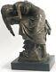 Signée Original Nue Femme Au Repos Bronze Sculpture Marbre Base Figurine Statue