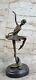 Signée Original Prima Ballerine Danseuse Bronze Sculpture Marbre Statue Ouvre