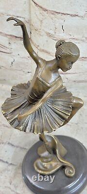 Signée Original Prima Ballerine Danseuse Bronze Sculpture Marbre Statue Ouvre