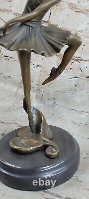 Signée Original Prima Ballerine Danseuse Bronze Sculpture Marbre Statue Ouvre