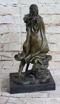 Signée Original Rigide Amazone Guerrier Bronze Sculpture Statue Marbre Figurine