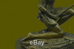 Signée Original Rigide Amazone Guerrier Bronze Sculpture Statue Marbre Figurine