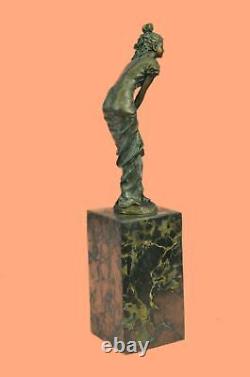 Signée Original Très Détaillé Véritable Bronze Maiden Marbre Sculpture Statue