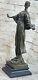 Signée Phillippe Victorien Dame 100% Solide Bronze Sculpture Marbre Base Statue