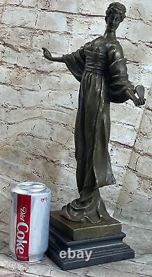 Signée Phillippe Victorien Dame 100% Solide Bronze Sculpture Marbre Base Statue