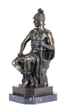Signée Picault Romain Legion Soldat Guerrier Bronze Marbre Sculpture Statue
