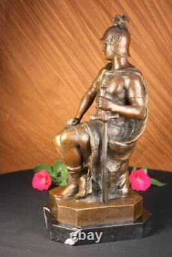 Signée Picault Romain Legion Soldat Guerrier Bronze Marbre Sculpture Statue Déco