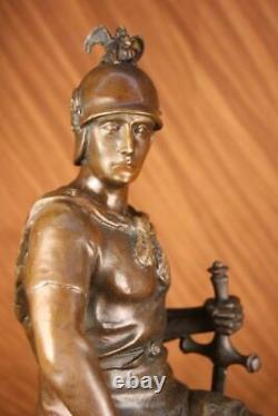 Signée Picault Romain Legion Soldat Guerrier Bronze Marbre Sculpture Statue Déco