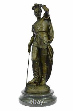 Signée Pizarro Romain Legion Soldat Bronze Sculpture Marbre Base Figurine Statue