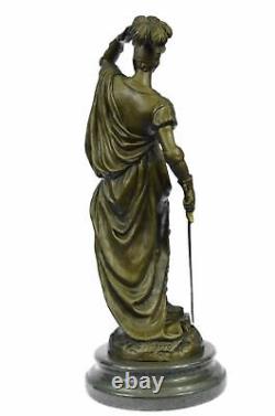 Signée Pizarro Romain Legion Soldat Bronze Sculpture Marbre Base Figurine Statue