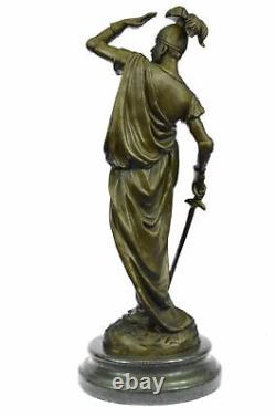 Signée Pizarro Romain Legion Soldat Bronze Sculpture Marbre Base Figurine Statue