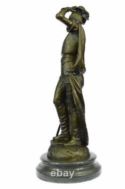 Signée Pizarro Romain Legion Soldat Bronze Sculpture Marbre Base Figurine Statue