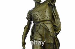 Signée Pizarro Romain Legion Soldat Bronze Sculpture Marbre Base Figurine Statue