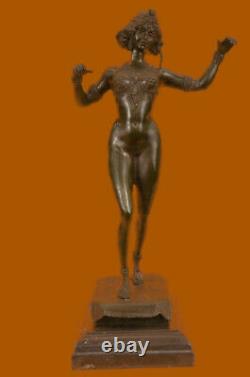 Signée Preiss Allemand Sensuelle Sexy Femme Bronze Marbre Statue Sculpture