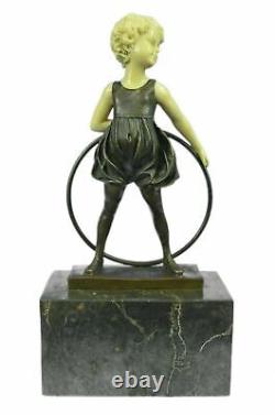 Signée Preiss Innocence Jeune Fille Bronze Marbre Sculpture Fonte Statue