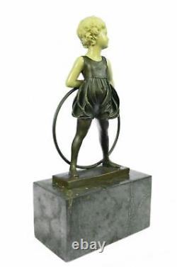 Signée Preiss Innocence Jeune Fille Bronze Marbre Sculpture Fonte Statue