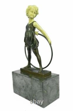 Signée Preiss Innocence Jeune Fille Bronze Marbre Sculpture Fonte Statue