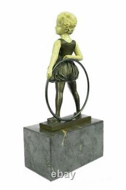 Signée Preiss Innocence Jeune Fille Bronze Marbre Sculpture Fonte Statue