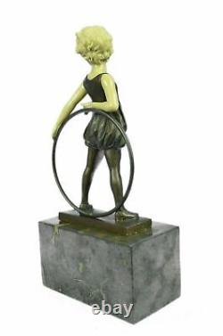 Signée Preiss Innocence Jeune Fille Bronze Marbre Sculpture Fonte Statue