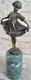 Sign&eacute;e Preiss Jeune Fille Ballerine Bronze Noir Marbre Sculpture Statue Figurine