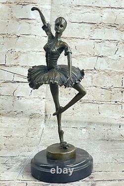 Signée Pure Bronze Ballerine Statue Figurine Marbre Base Sculpture Milo
