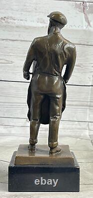 Signée Pure Bronze Marbre Figurine Miner Travailleur Homme Art Déco Sculpture
