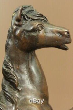 Signée Remington Native Américain Hunter Buffalo Bronze Sculpture Marbre