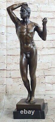 Signée Rodin Chair Mâle Bronze Marbre Sculpture Figurine Art Déco Domestique