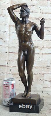 Signée Rodin Chair Mâle Bronze Marbre Sculpture Figurine Art Déco Domestique