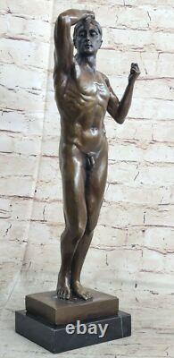 Signée Rodin Chair Mâle Bronze Marbre Sculpture Figurine Art Déco Domestique