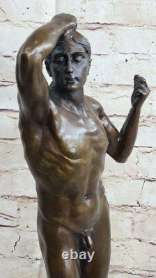 Signée Rodin Chair Mâle Bronze Marbre Sculpture Figurine Art Déco Domestique