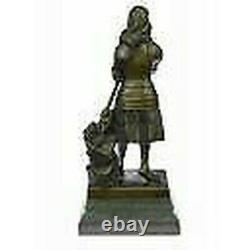 Signée, Saint Joan De Arc Bronze Marbre Sculpture Statue Figurine Figure