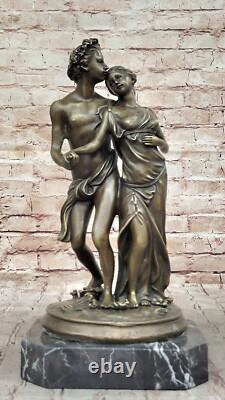 Signée St. Valentin Jour Couple Bronze Sculpture Statue Sur Marbre Base Fonte